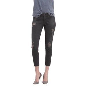 AG Adriano Goldschmied The Stilt Cigarette Crop Distressed Black Wash Jeans